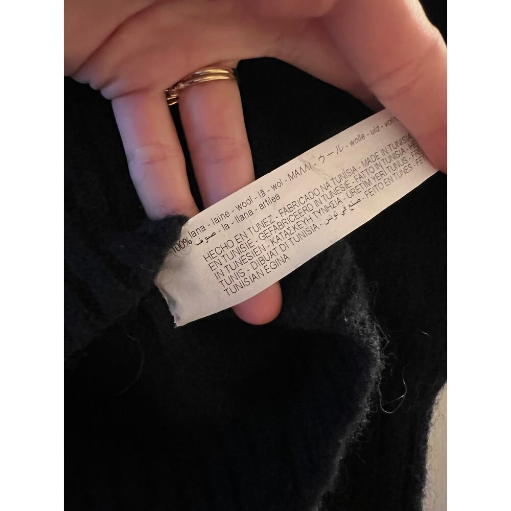 Zara Black Wool Long Sleeve Sweater Sz L - Picture 4 of 6